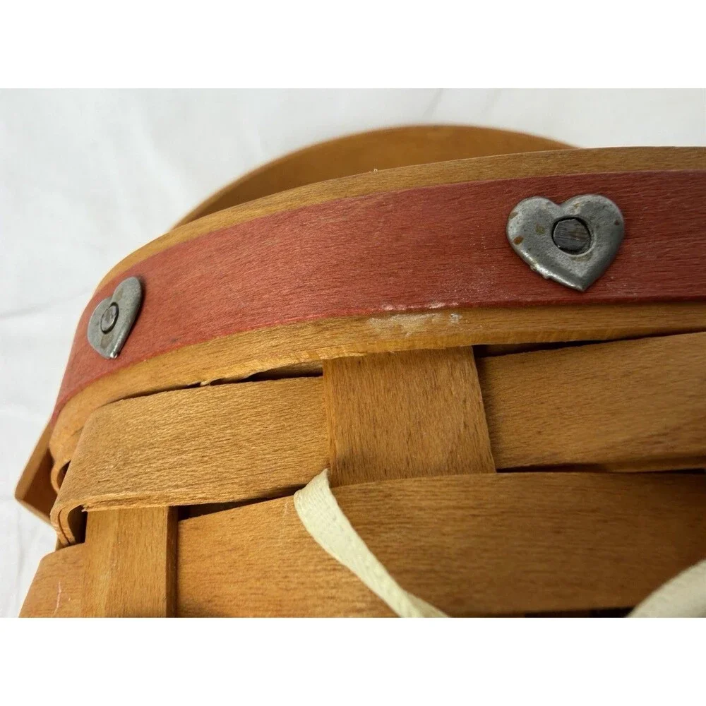 LONGABERGER 2001 Sweetheart Red Love Notes Basket W Liner Protector With Hook